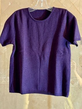 Classic Short Sleeve Knit Top - Deep Purple